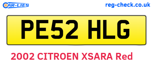 PE52HLG are the vehicle registration plates.