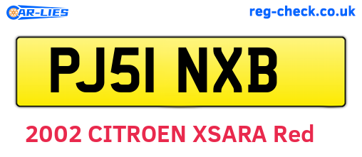 PJ51NXB are the vehicle registration plates.