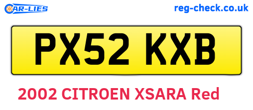 PX52KXB are the vehicle registration plates.