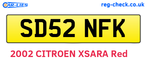 SD52NFK are the vehicle registration plates.