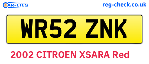 WR52ZNK are the vehicle registration plates.