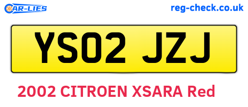 YS02JZJ are the vehicle registration plates.