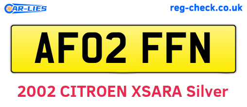 AF02FFN are the vehicle registration plates.