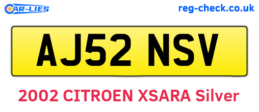 AJ52NSV are the vehicle registration plates.