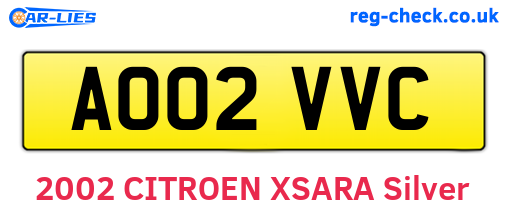 AO02VVC are the vehicle registration plates.