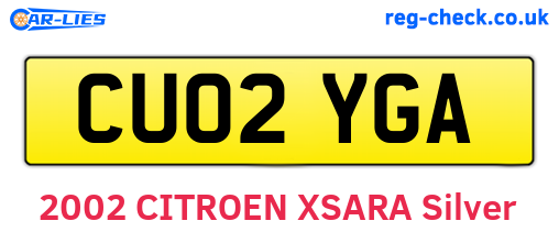 CU02YGA are the vehicle registration plates.