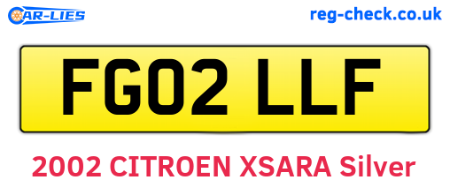 FG02LLF are the vehicle registration plates.