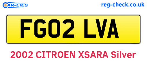 FG02LVA are the vehicle registration plates.