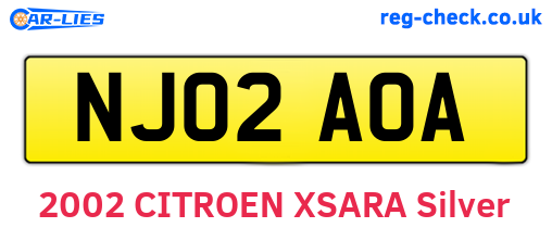 NJ02AOA are the vehicle registration plates.