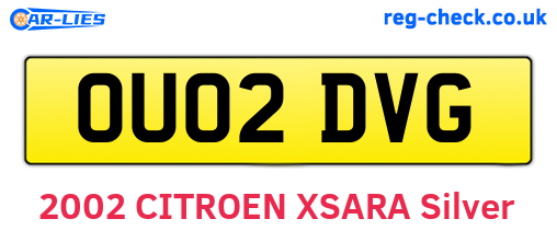 OU02DVG are the vehicle registration plates.