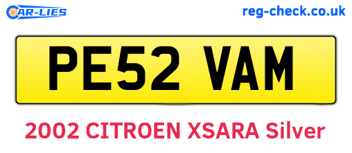 PE52VAM are the vehicle registration plates.