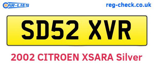 SD52XVR are the vehicle registration plates.