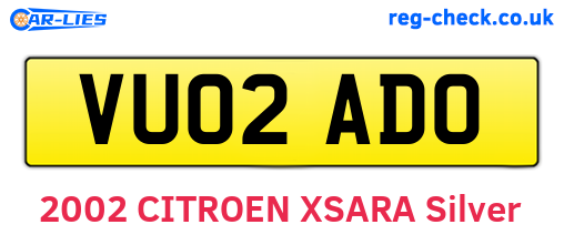 VU02ADO are the vehicle registration plates.