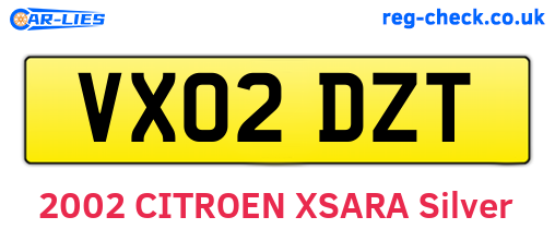 VX02DZT are the vehicle registration plates.