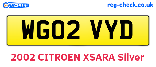 WG02VYD are the vehicle registration plates.