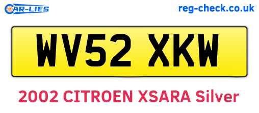 WV52XKW are the vehicle registration plates.