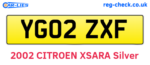 YG02ZXF are the vehicle registration plates.