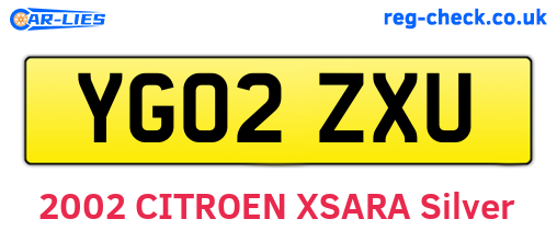 YG02ZXU are the vehicle registration plates.