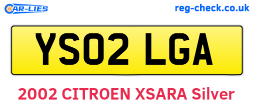 YS02LGA are the vehicle registration plates.