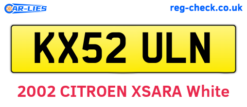KX52ULN are the vehicle registration plates.