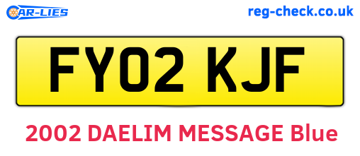 FY02KJF are the vehicle registration plates.