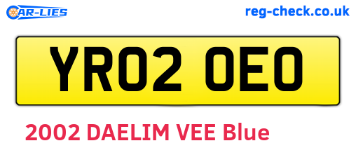 YR02OEO are the vehicle registration plates.