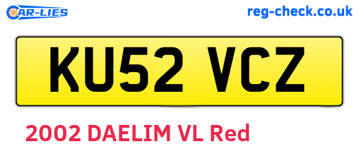 KU52VCZ are the vehicle registration plates.
