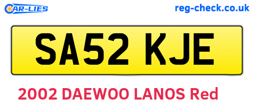 SA52KJE are the vehicle registration plates.
