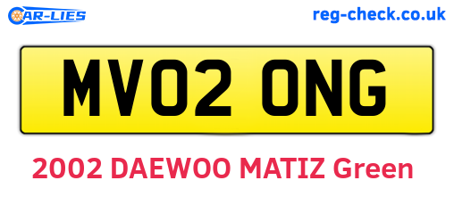 MV02ONG are the vehicle registration plates.