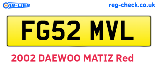 FG52MVL are the vehicle registration plates.
