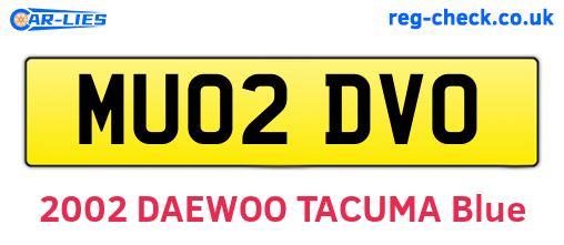 MU02DVO are the vehicle registration plates.