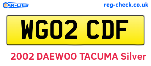 WG02CDF are the vehicle registration plates.