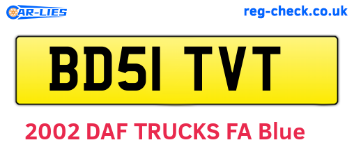 BD51TVT are the vehicle registration plates.