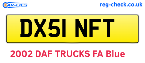 DX51NFT are the vehicle registration plates.