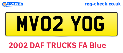 MV02YOG are the vehicle registration plates.