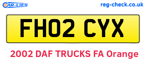 FH02CYX are the vehicle registration plates.