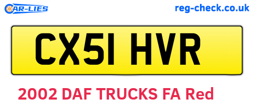 CX51HVR are the vehicle registration plates.
