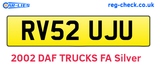 RV52UJU are the vehicle registration plates.
