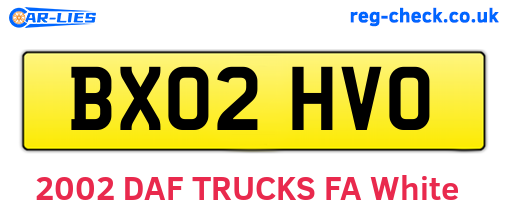BX02HVO are the vehicle registration plates.
