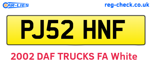 PJ52HNF are the vehicle registration plates.