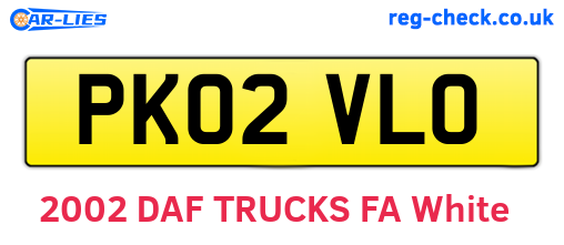 PK02VLO are the vehicle registration plates.