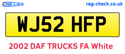 WJ52HFP are the vehicle registration plates.