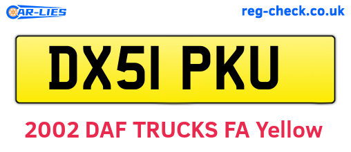 DX51PKU are the vehicle registration plates.
