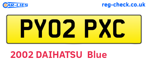 PY02PXC are the vehicle registration plates.