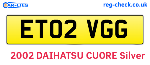ET02VGG are the vehicle registration plates.