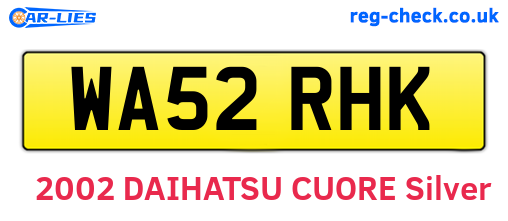WA52RHK are the vehicle registration plates.
