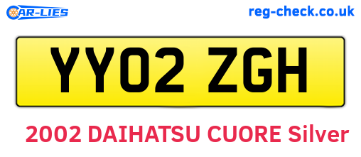 YY02ZGH are the vehicle registration plates.