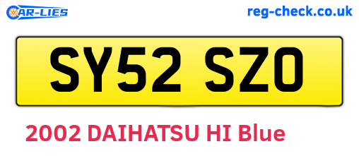 SY52SZO are the vehicle registration plates.