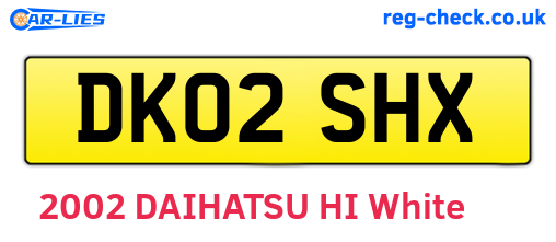 DK02SHX are the vehicle registration plates.