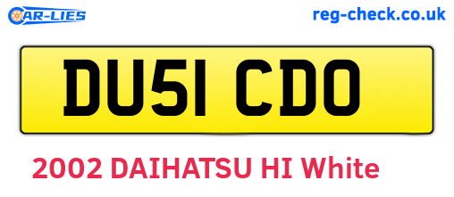DU51CDO are the vehicle registration plates.